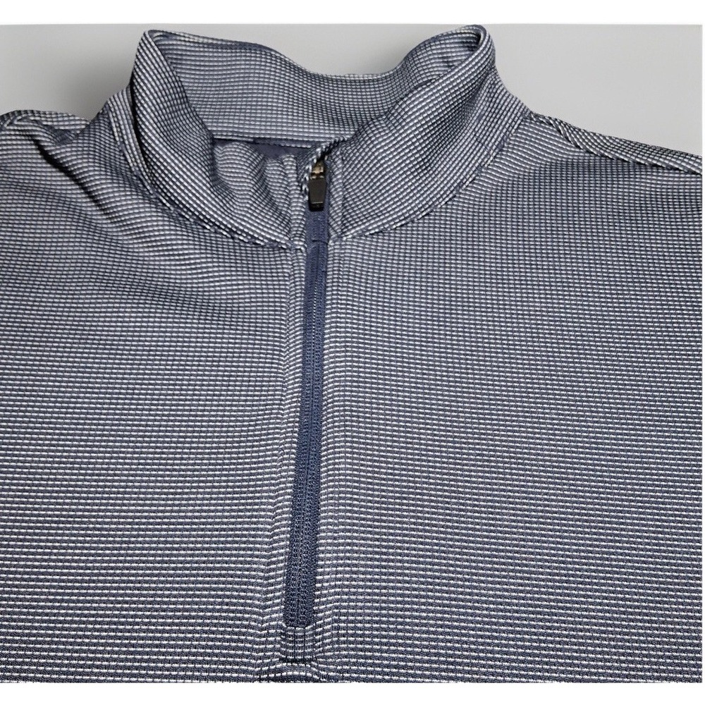 Ben Hogan Performance Mens XL Quarter Zip Pullover Navy Blue White Micro Stripe - Picture 10 of 15